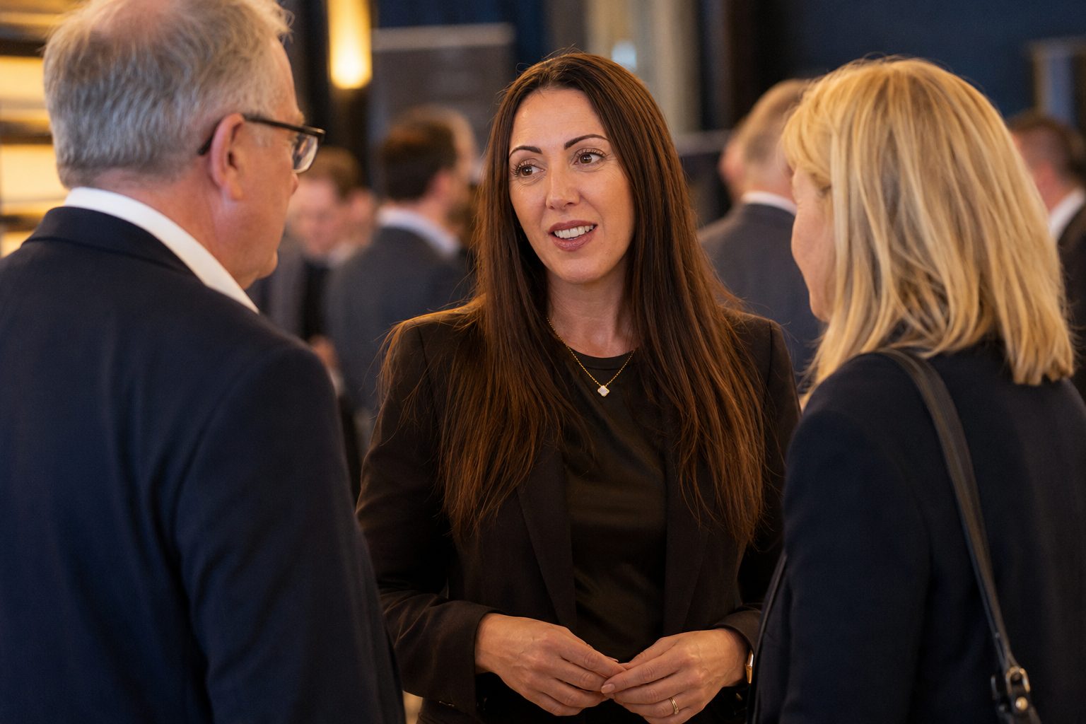 Zoe Easton in conversation at a property industry event